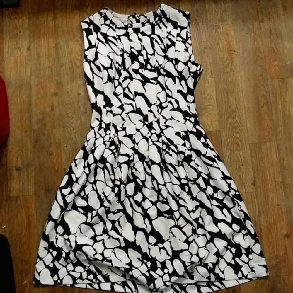 Black & White waist fitting dress